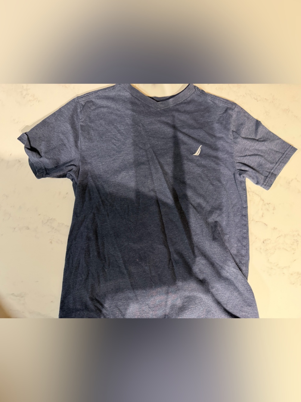 Nautica Heathered Navy Short Sleeve Tee with White Sail Logo